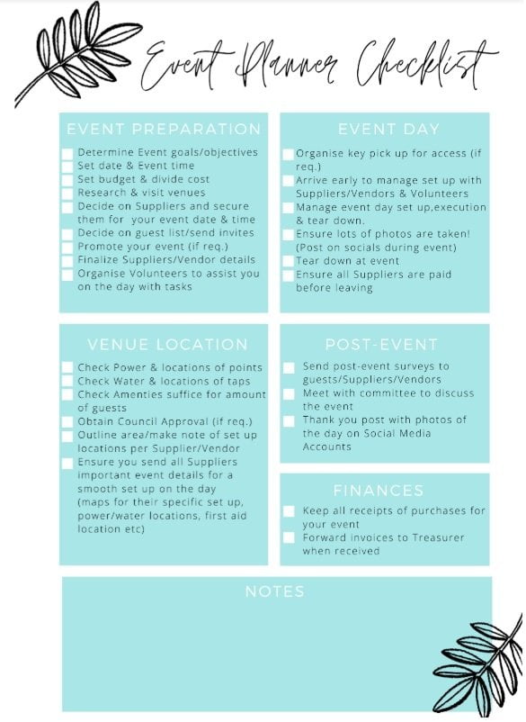 event planner checklist - bouncy castle hire